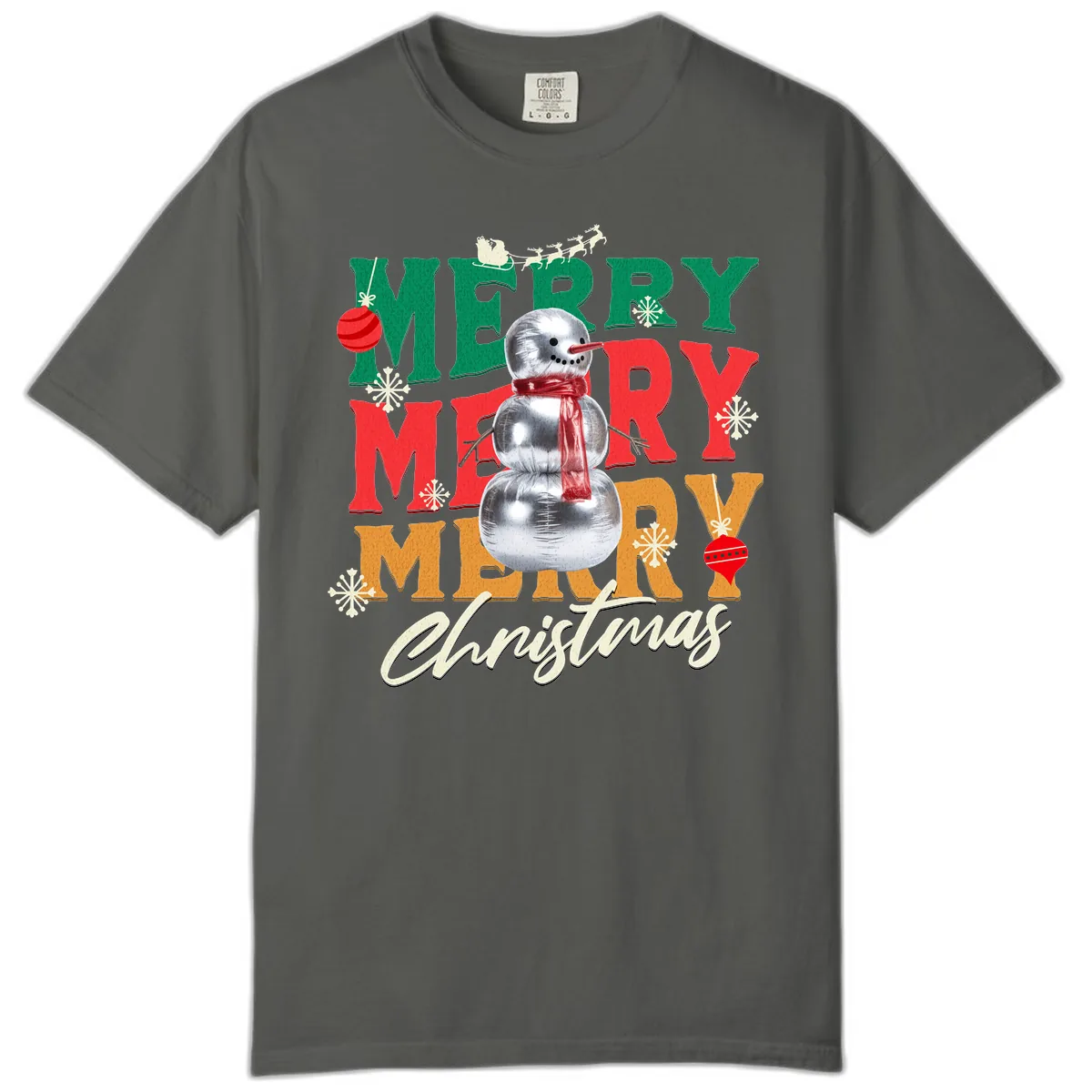 Merry Merry Snowman Christmas Design Comfort Color in Pepper