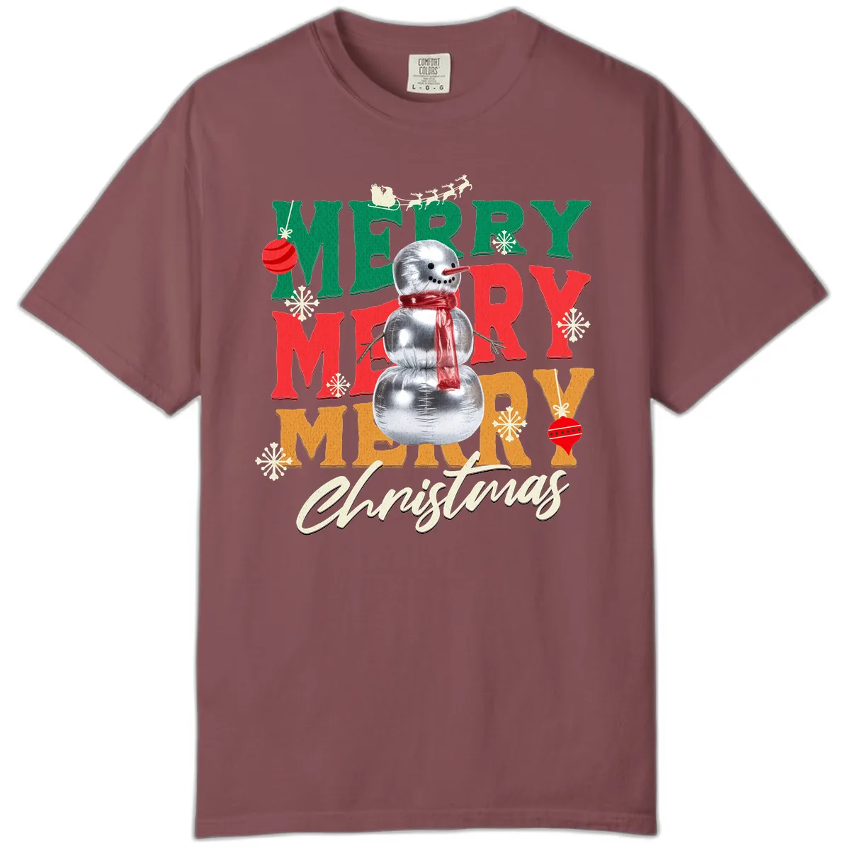 Merry Merry Snowman Christmas Design Comfort Color in Brick