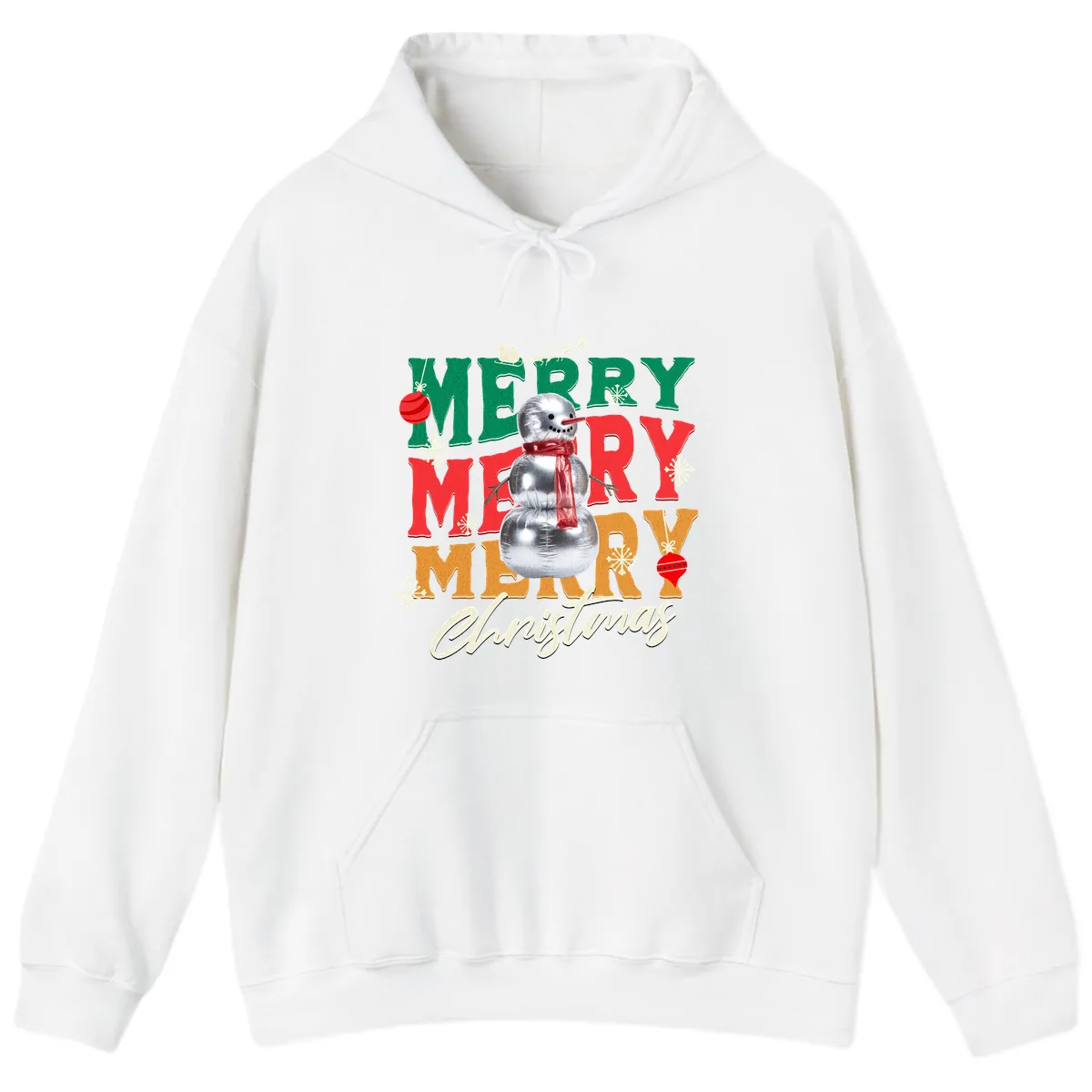 Merry Merry Snowman Christmas Design Hoodie in White