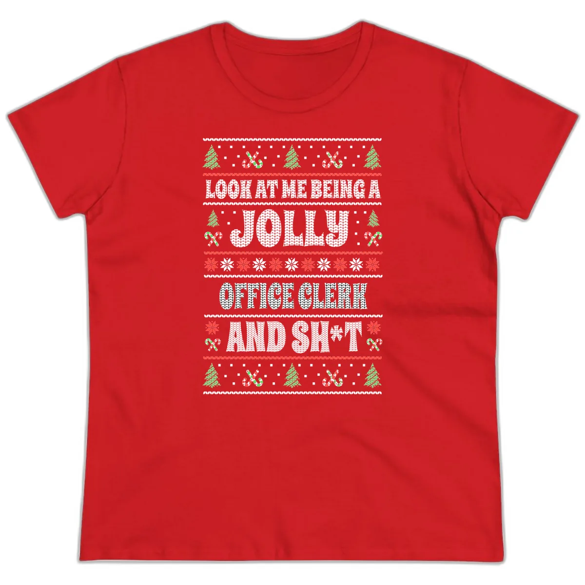 Jolly Office Clerk And Shit Ladies Tee in Red