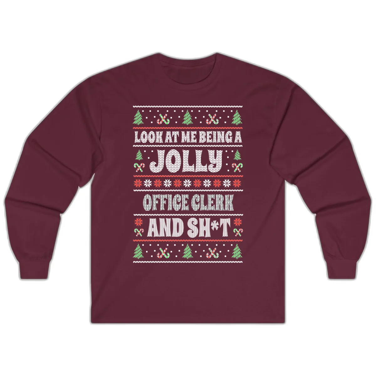 Jolly Office Clerk And Shit Long Sleeve in Maroon