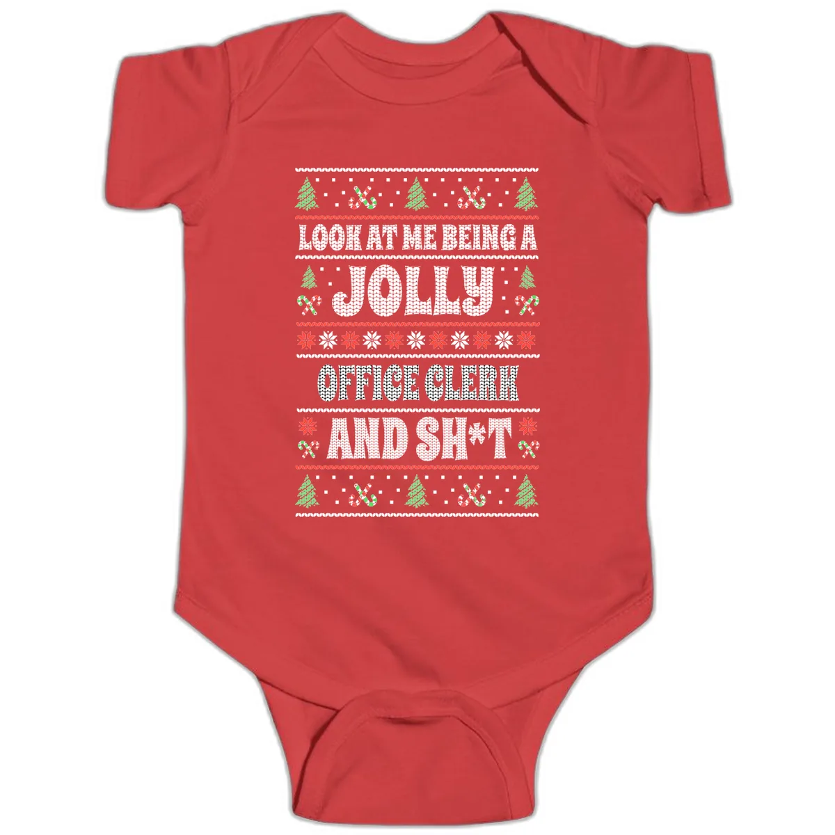 Jolly Office Clerk And Shit Baby Onesie in Red