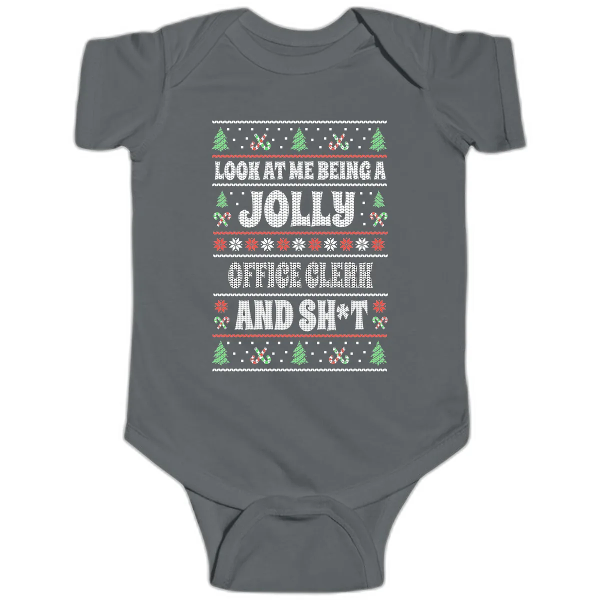 Jolly Office Clerk And Shit Baby Onesie in Charcoal
