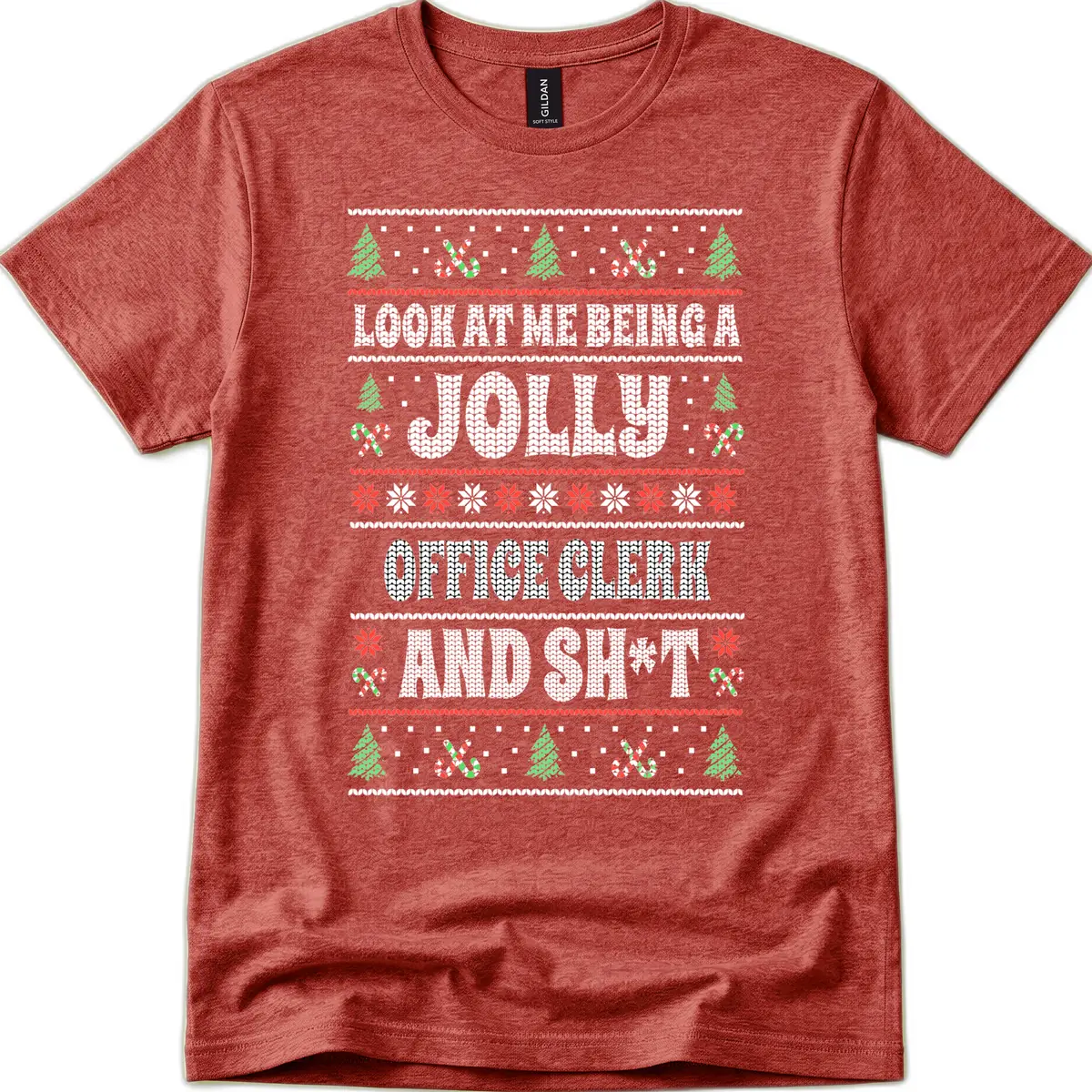 Jolly Office Clerk And Shit T-Shirt in Heather Cardinal
