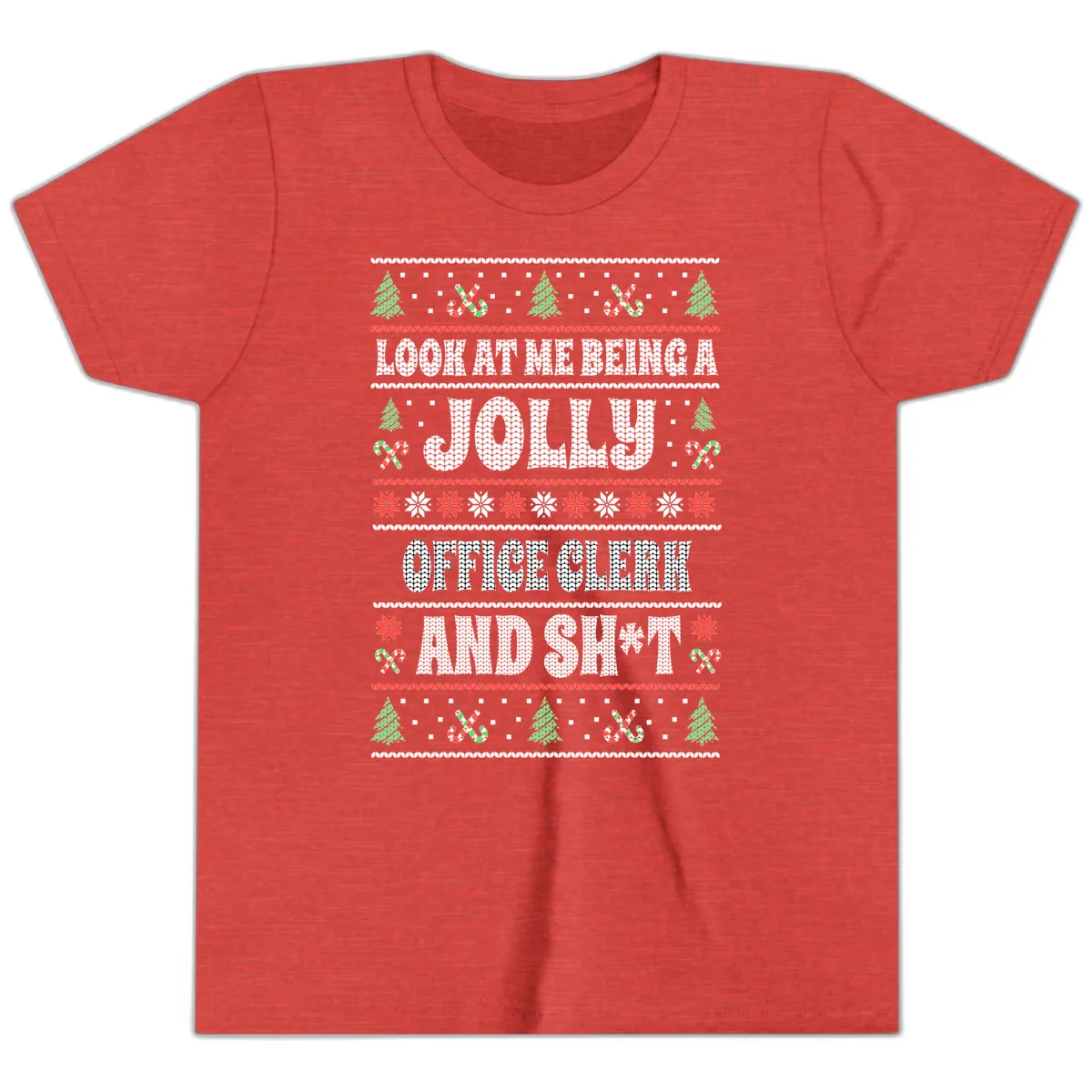 Jolly Office Clerk And Shit Youth T-Shirt in Heather Red