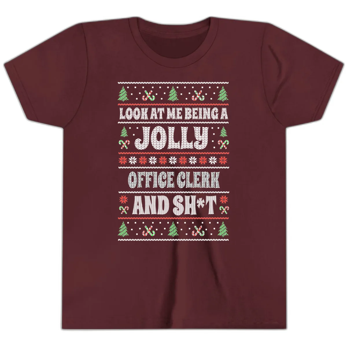 Jolly Office Clerk And Shit Youth T-Shirt in Maroon