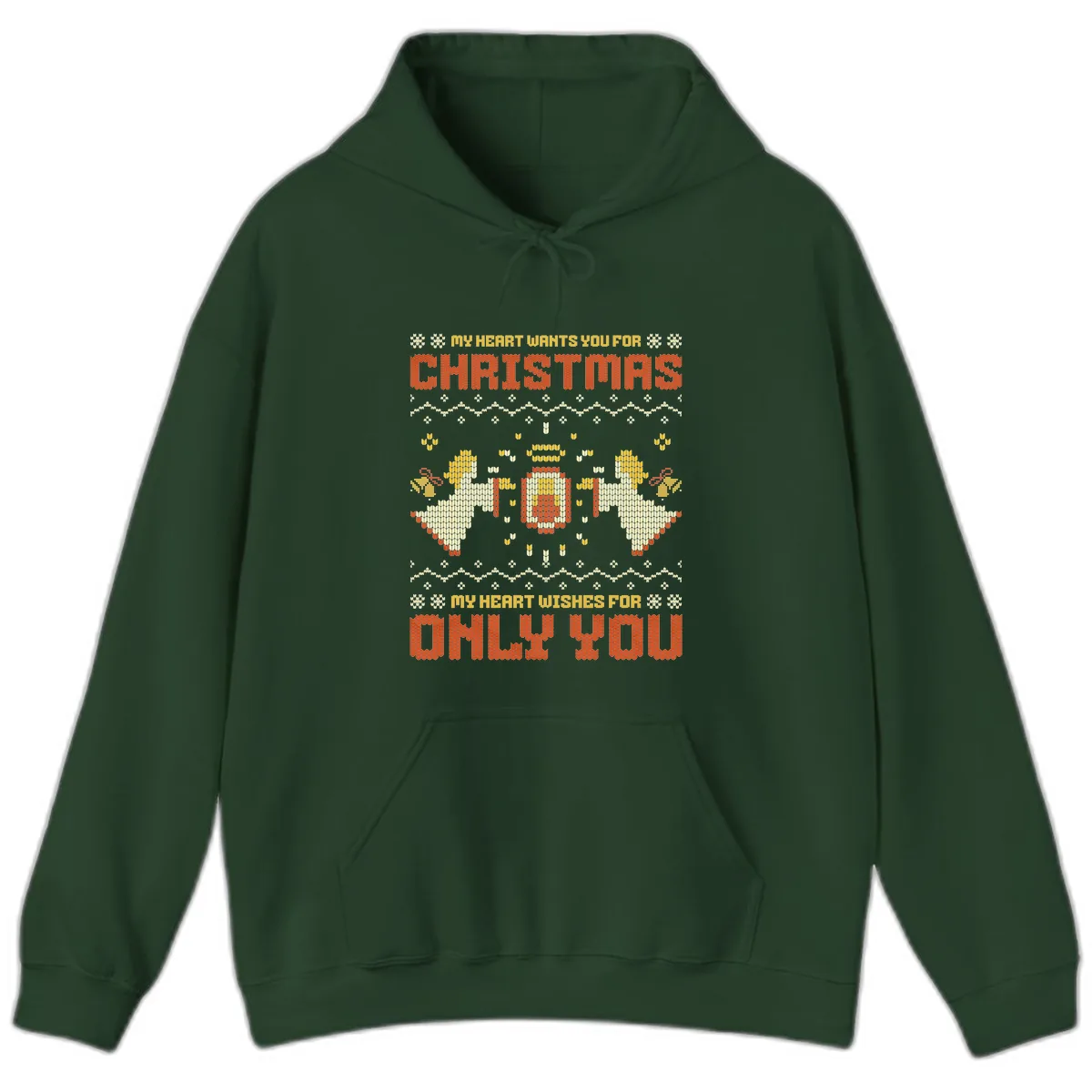 My Heart Wants You For Christmas Hoodie in Forest Green