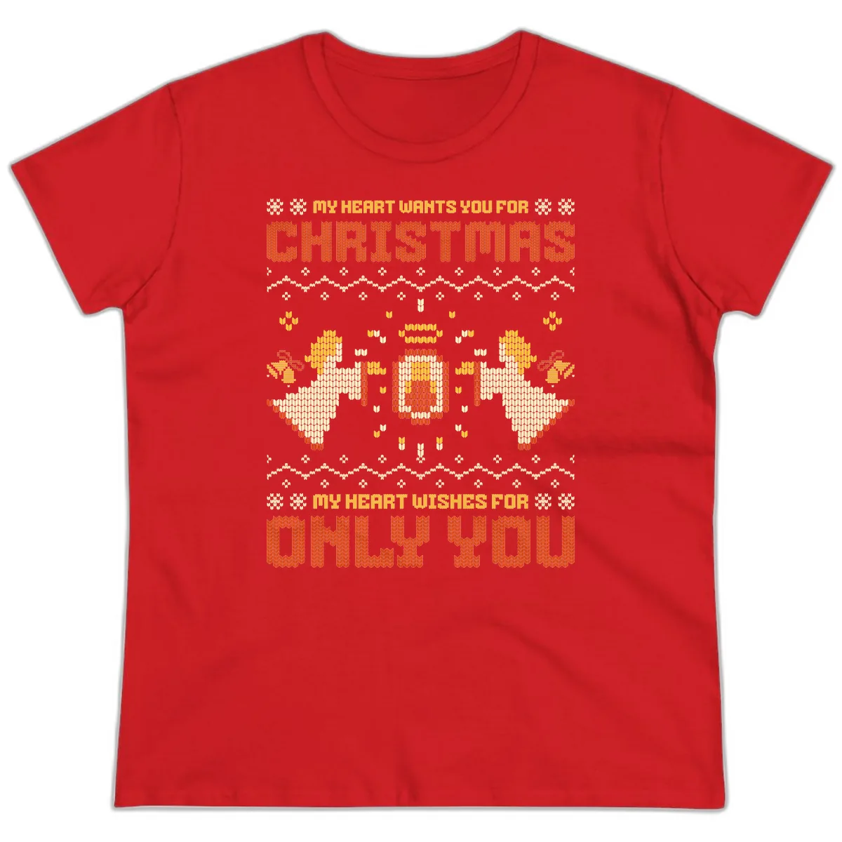My Heart Wants You For Christmas Ladies Tee in Red