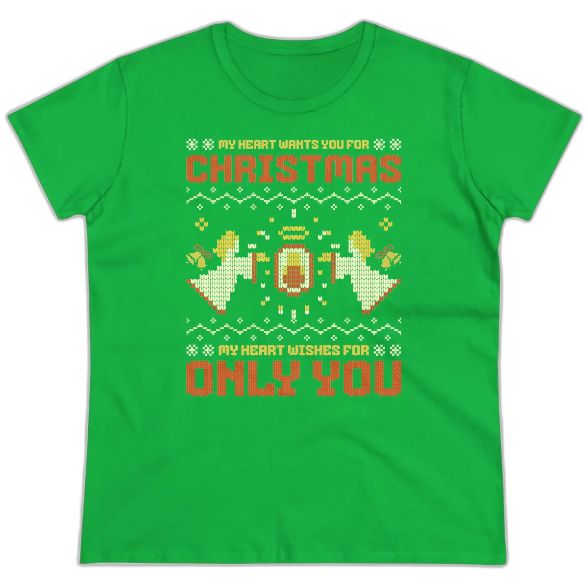 My Heart Wants You For Christmas Ladies Tee in Irish Green