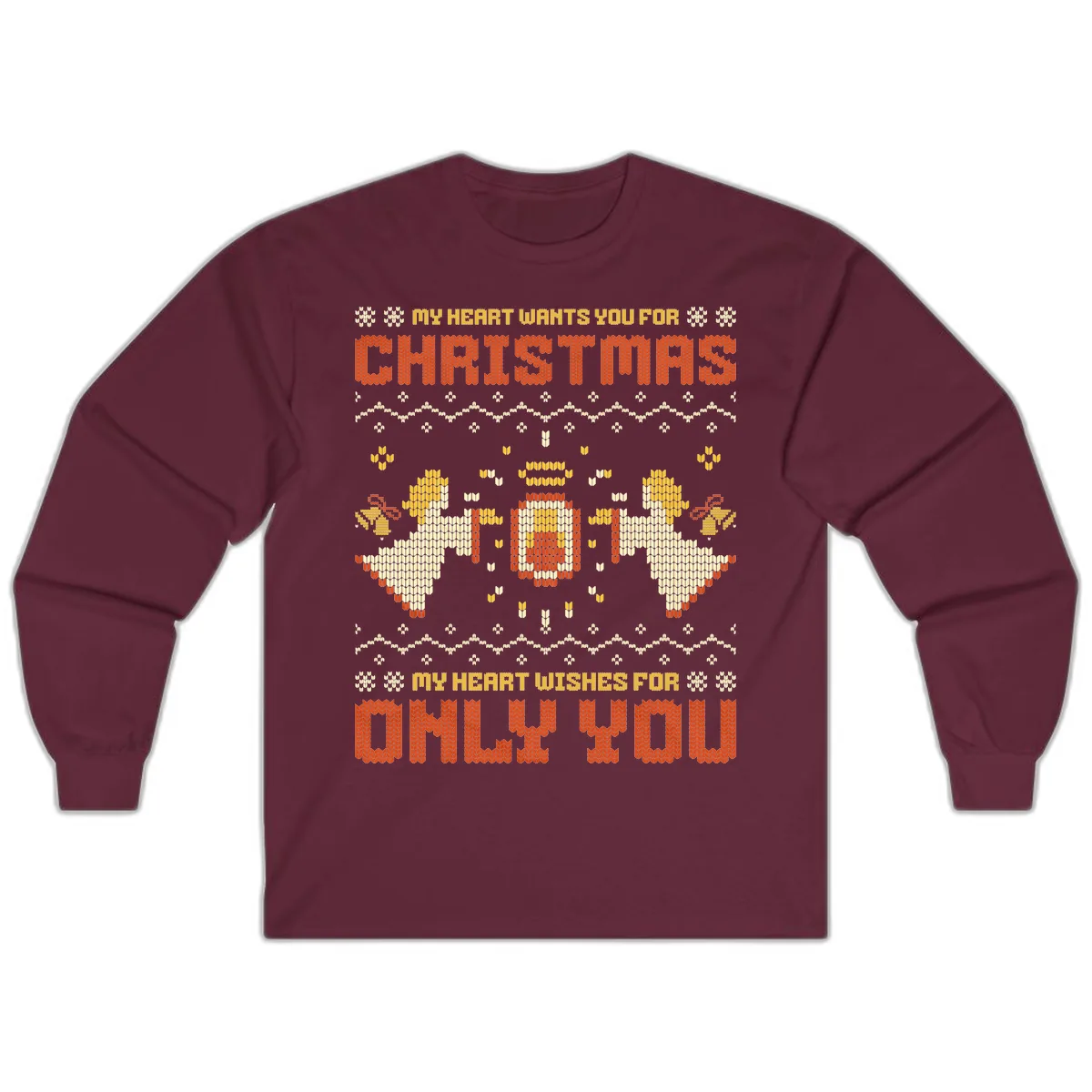 My Heart Wants You For Christmas Long Sleeve in Maroon