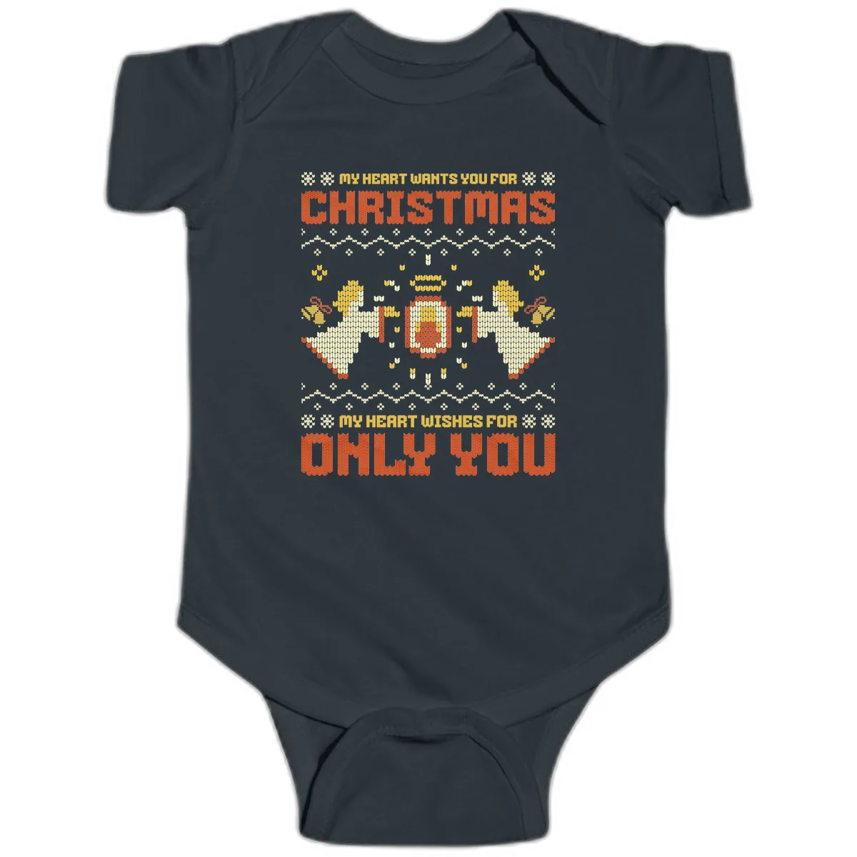My Heart Wants You For Christmas Baby Onesie in Black