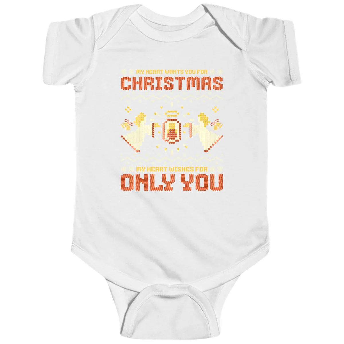 My Heart Wants You For Christmas Baby Onesie in White