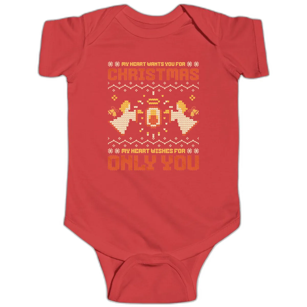 My Heart Wants You For Christmas Baby Onesie in Red