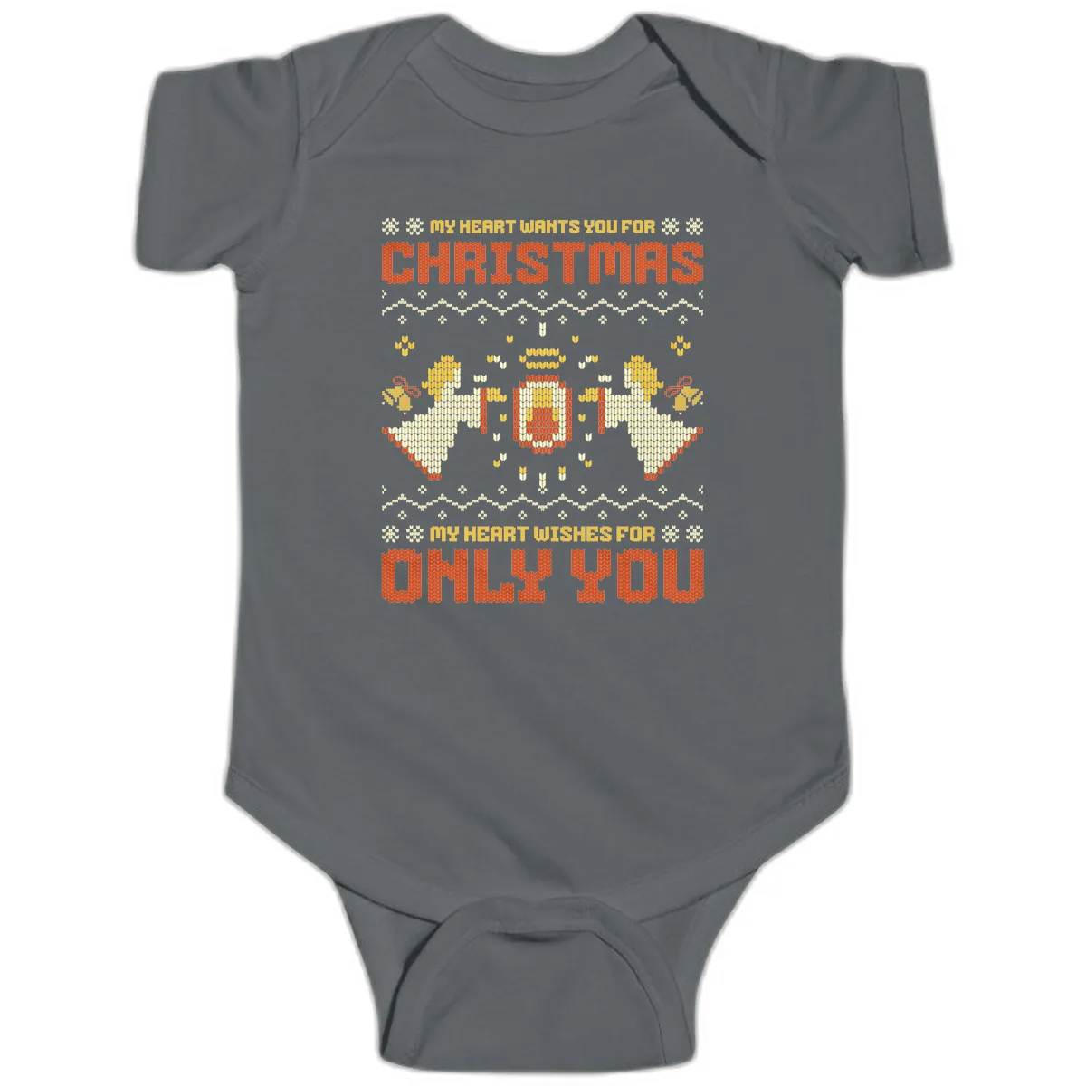 My Heart Wants You For Christmas Baby Onesie in Charcoal