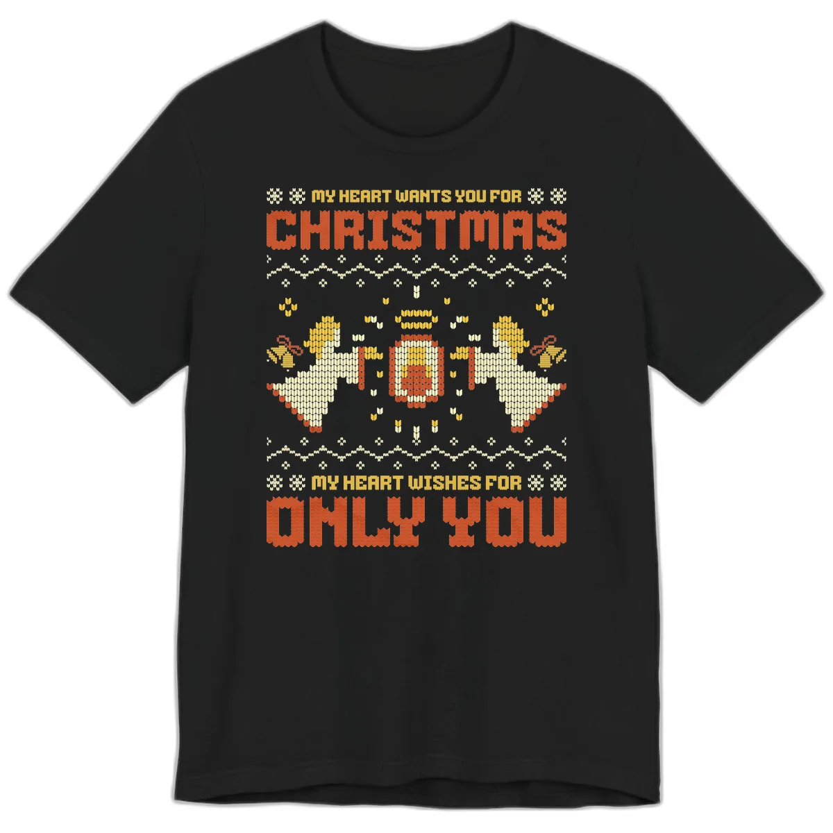 My Heart Wants You For Christmas Premium T-Shirt in Black