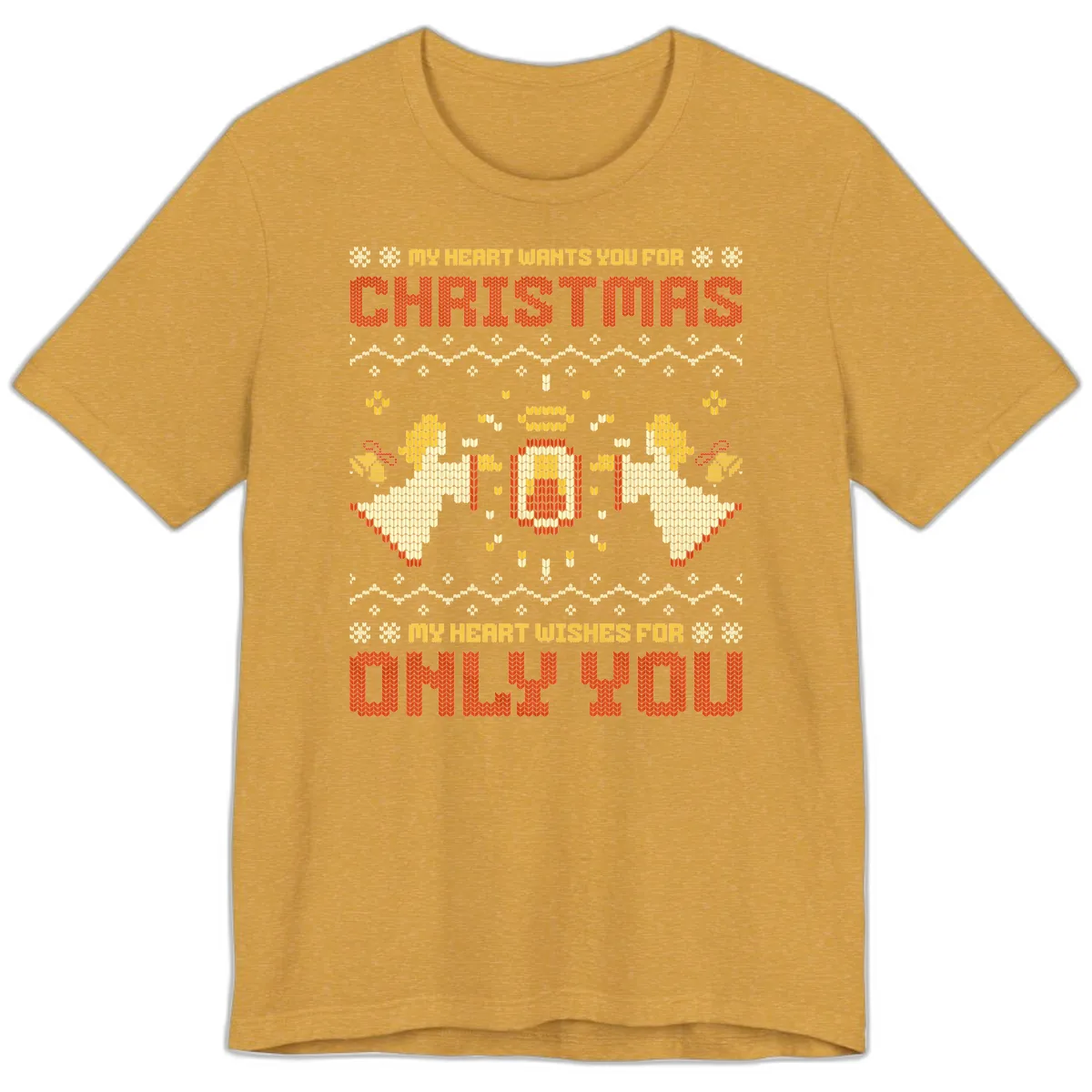 My Heart Wants You For Christmas Premium T-Shirt in Heather Mustard