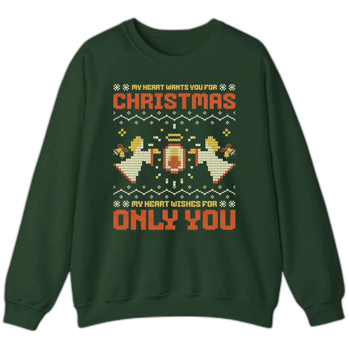 My Heart Wants You For Christmas Sweatshirt in Forest Green