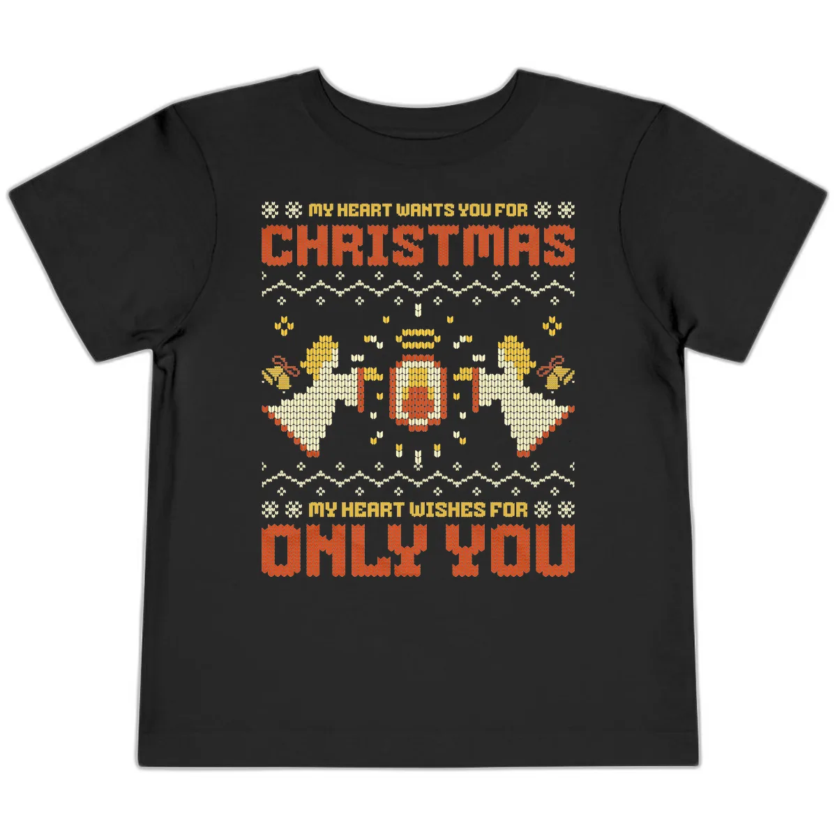 My Heart Wants You For Christmas Toddler T-Shirt in Black