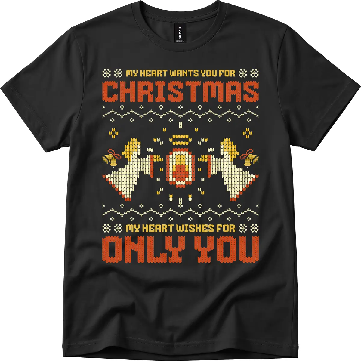 My Heart Wants You For Christmas T-Shirt in Black