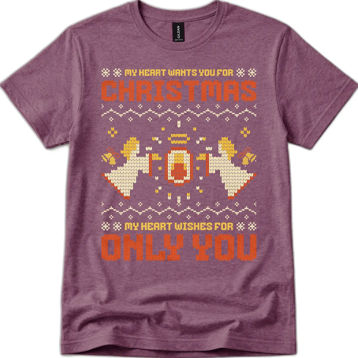 My Heart Wants You For Christmas T-Shirt in Heather Maroon