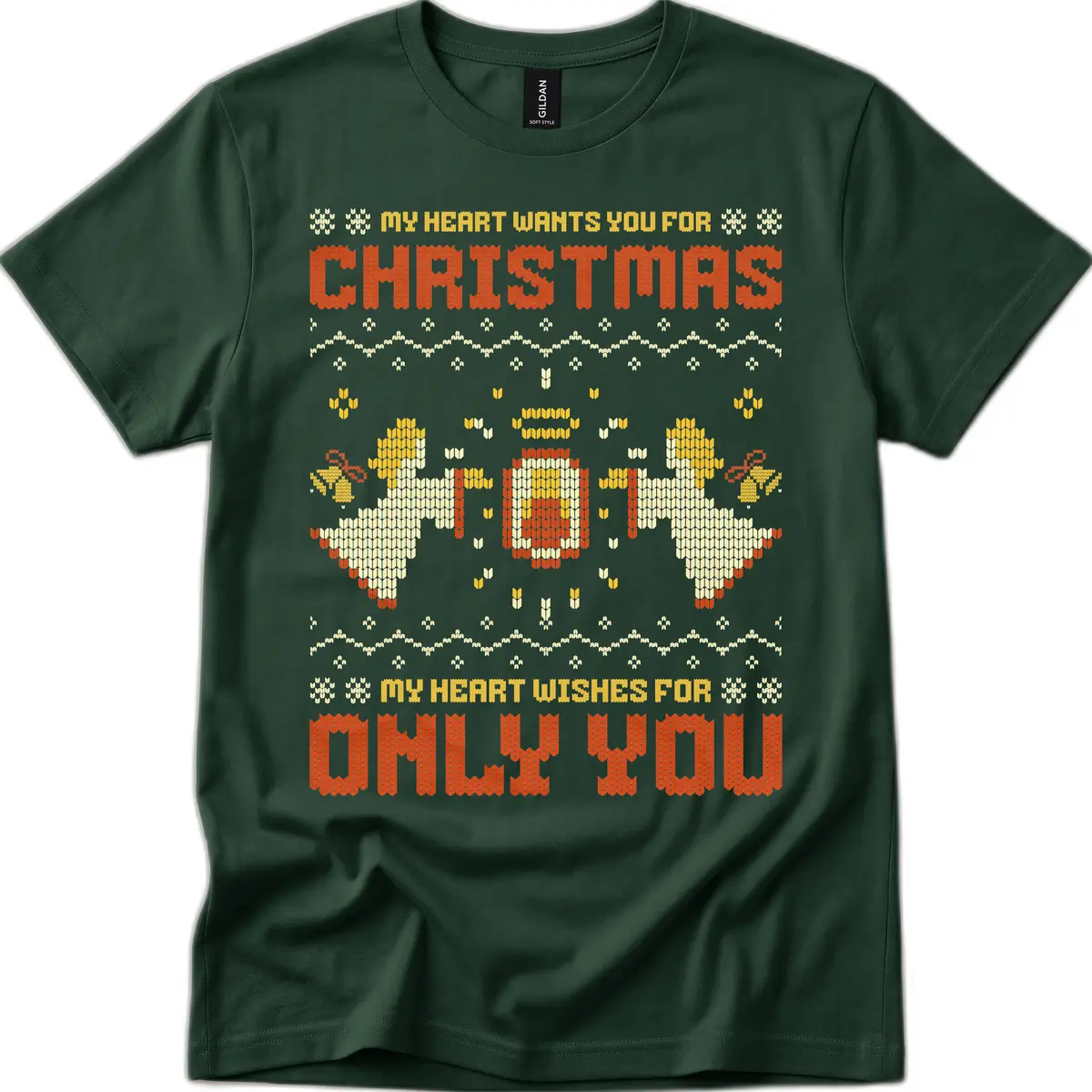 My Heart Wants You For Christmas T-Shirt in Forest Green