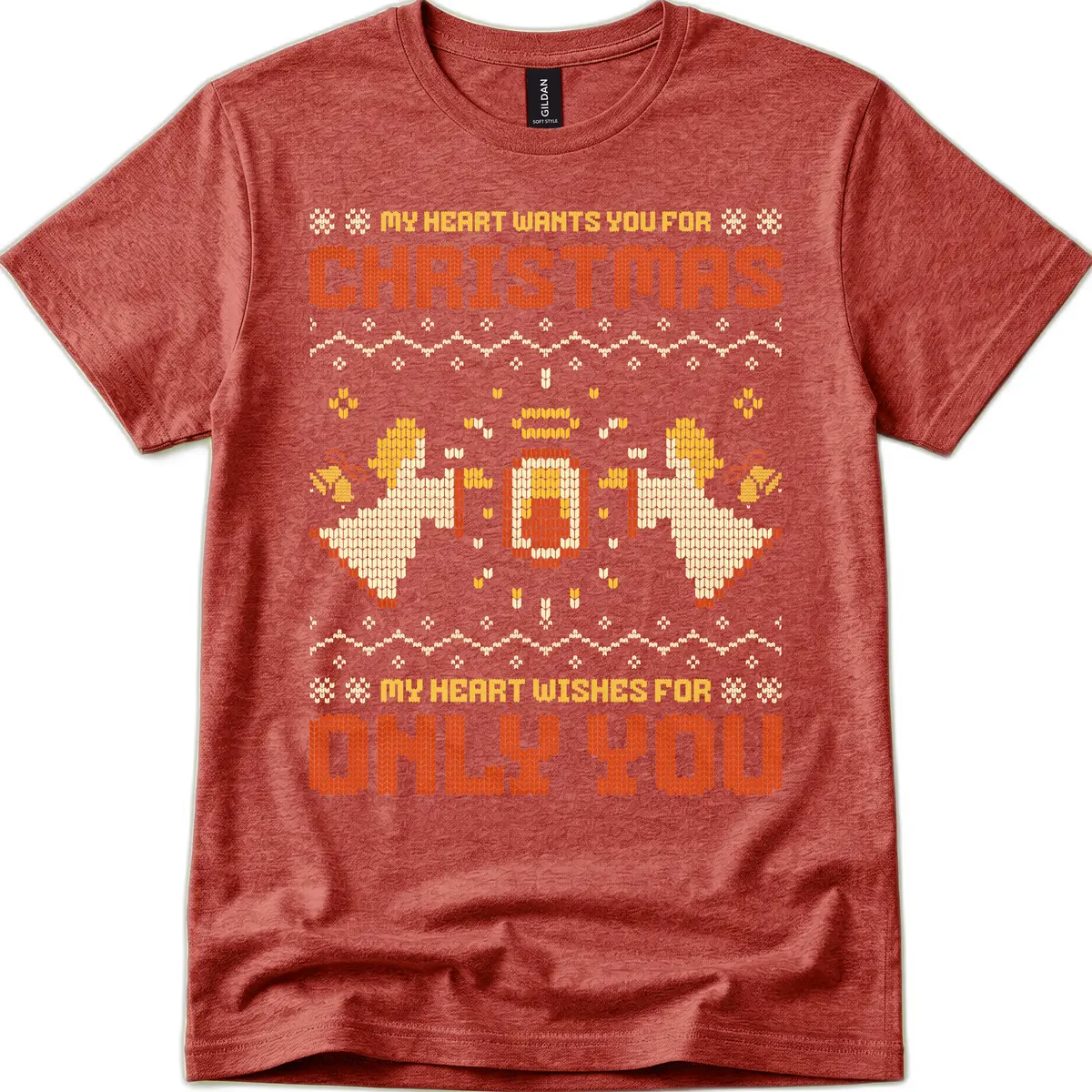 My Heart Wants You For Christmas T-Shirt in Heather Cardinal