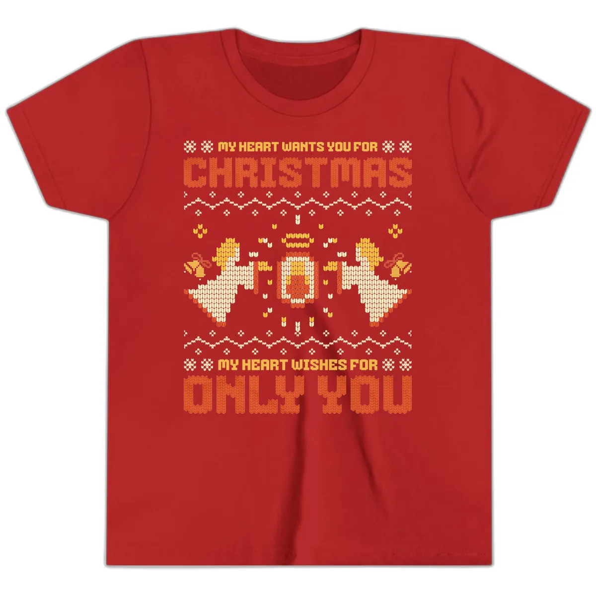 My Heart Wants You For Christmas Youth T-Shirt in Red