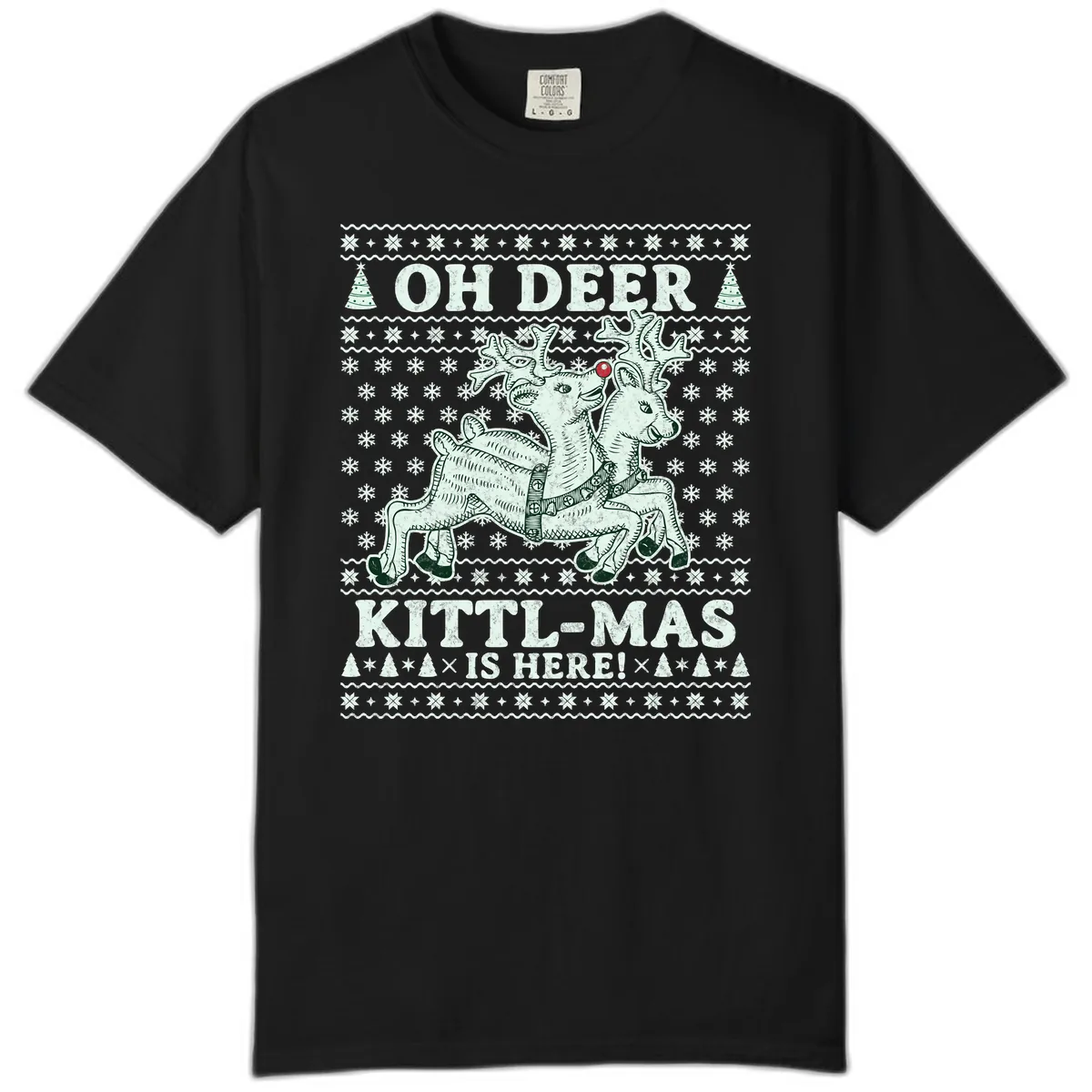 Oh Deer Kittl-Mas Is Here Comfort Color in Black