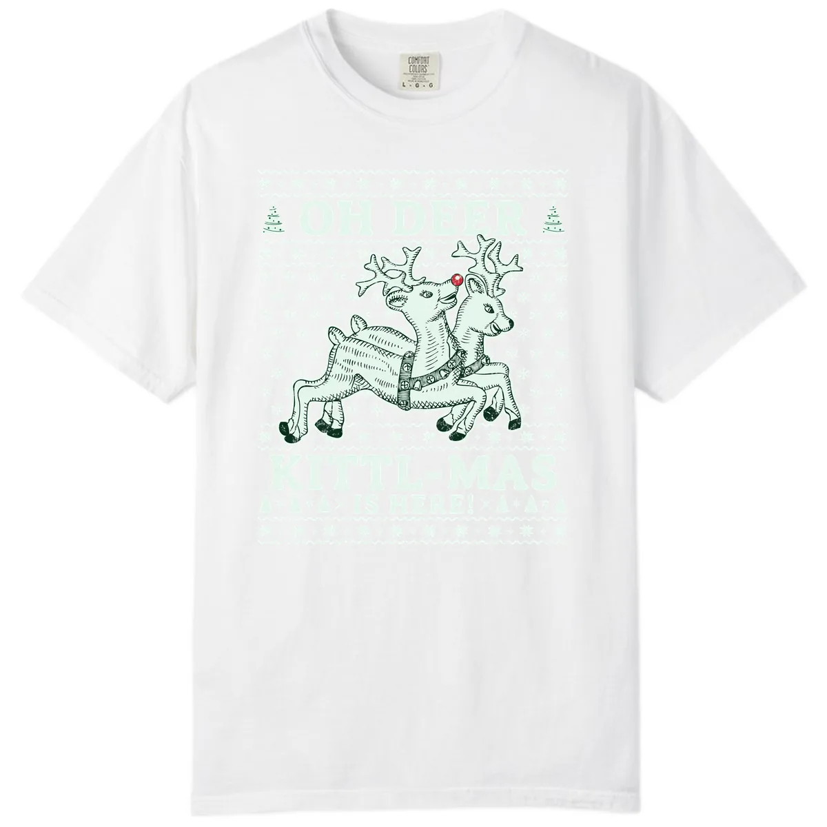 Oh Deer Kittl-Mas Is Here Comfort Color in White