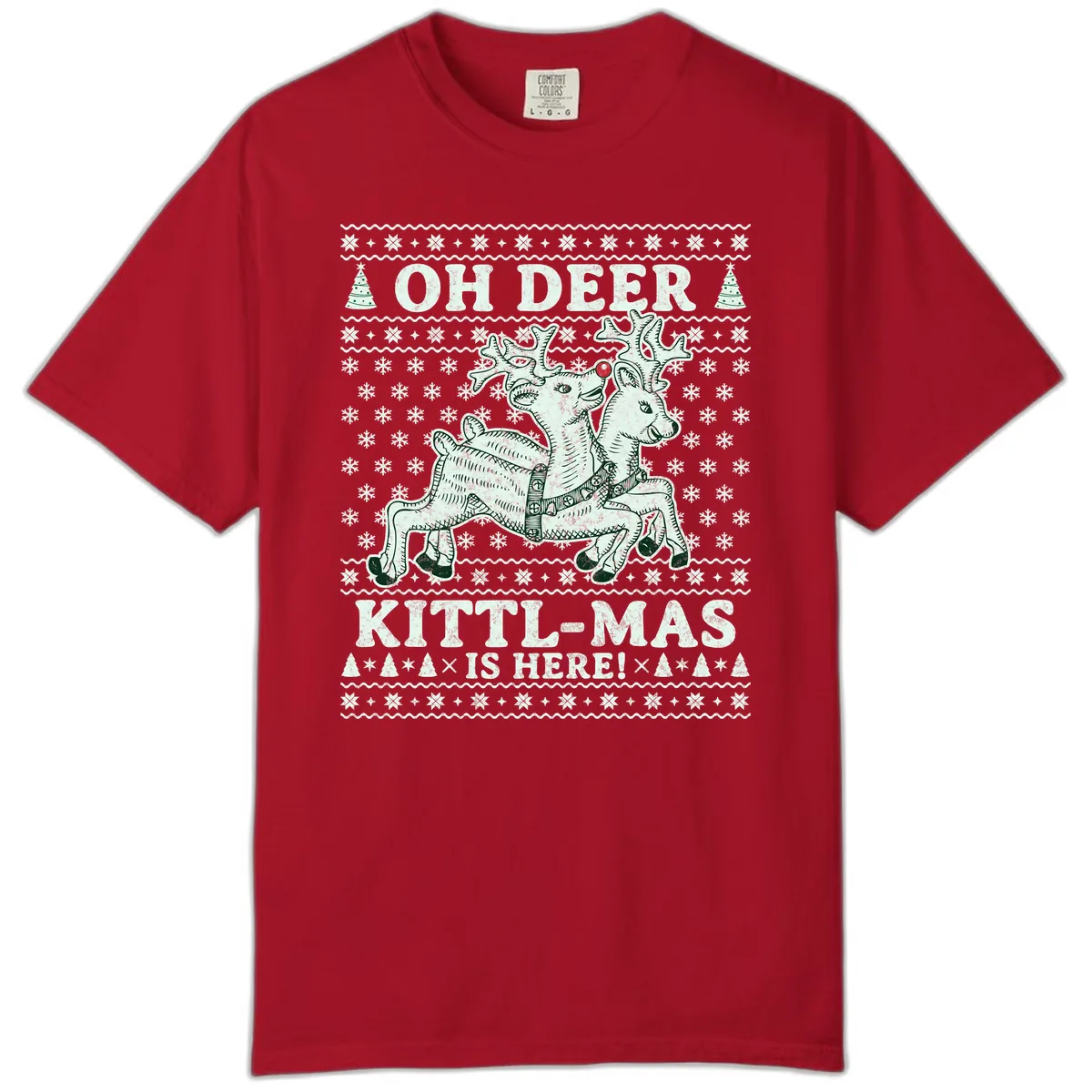 Oh Deer Kittl-Mas Is Here Comfort Color in Red