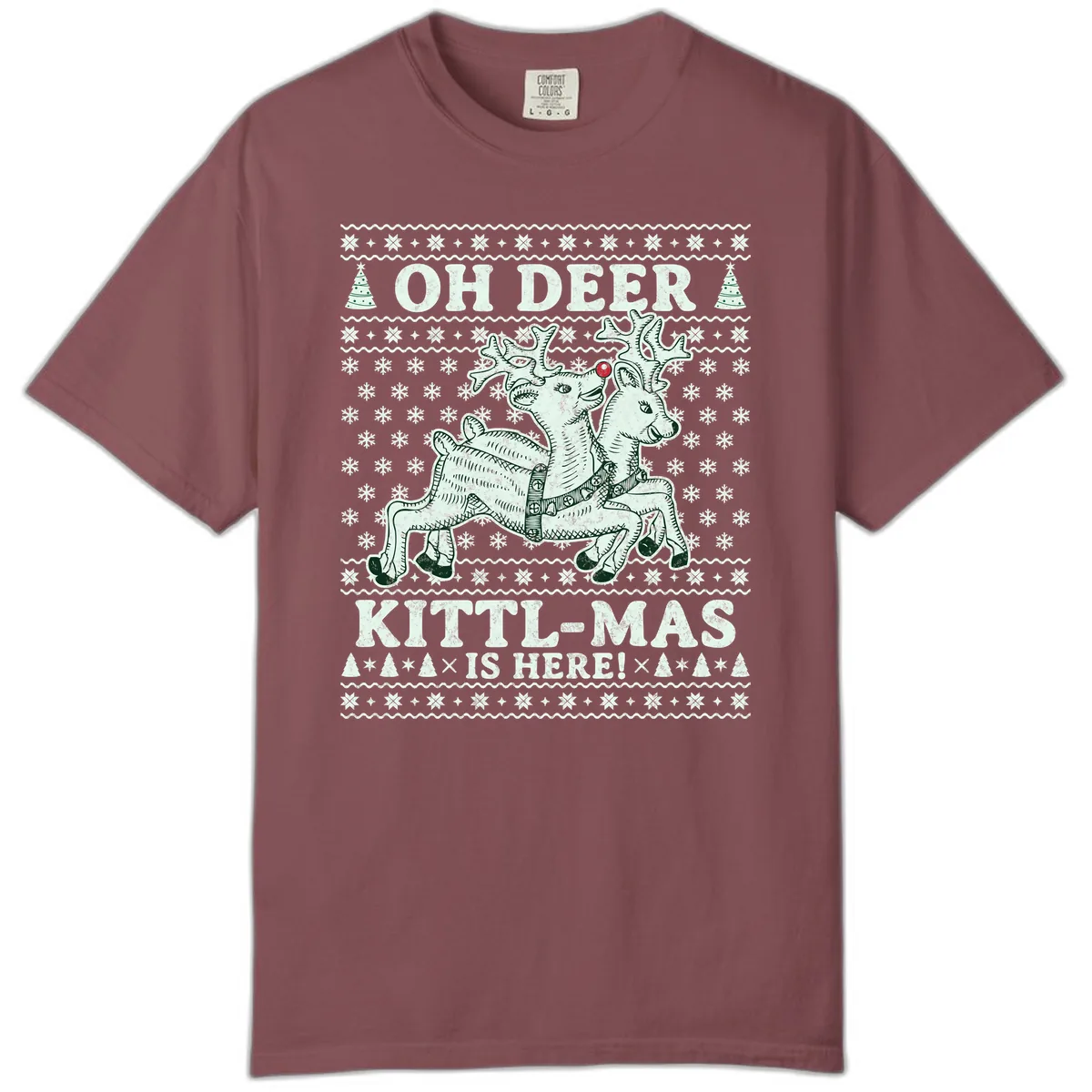 Oh Deer Kittl-Mas Is Here Comfort Color in Brick