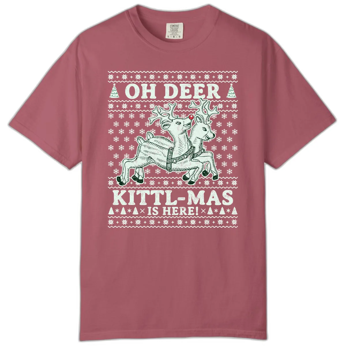 Oh Deer Kittl-Mas Is Here Comfort Color in Crimson