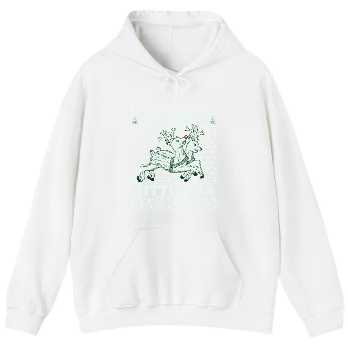 Oh Deer Kittl-Mas Is Here Hoodie in White