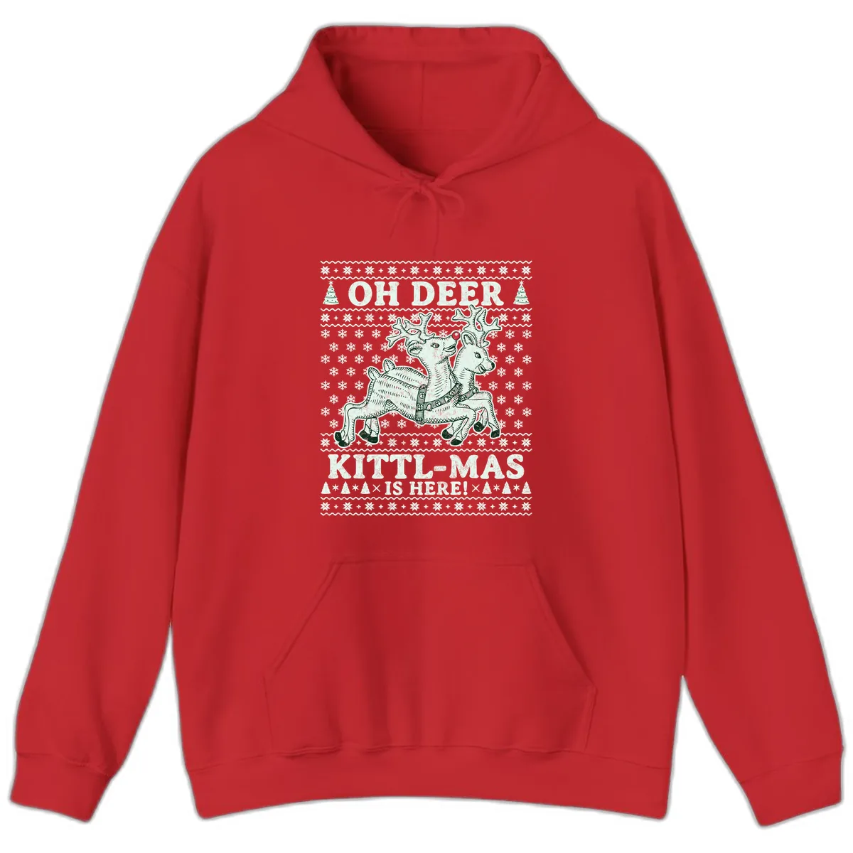 Oh Deer Kittl-Mas Is Here Hoodie in Red