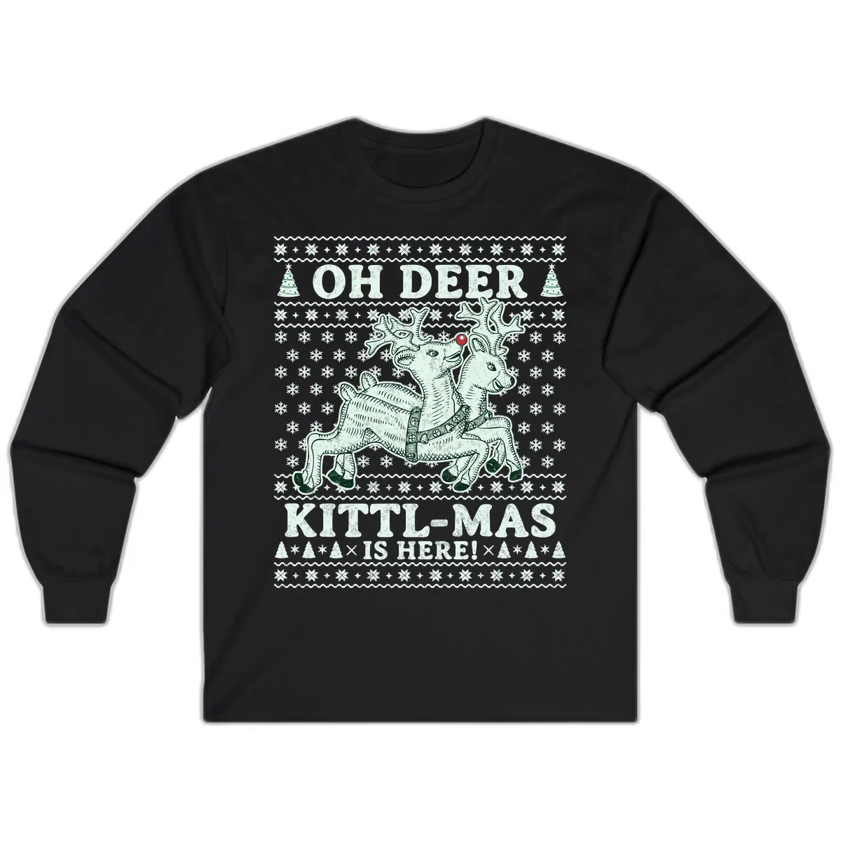 Oh Deer Kittl-Mas Is Here Long Sleeve in Black