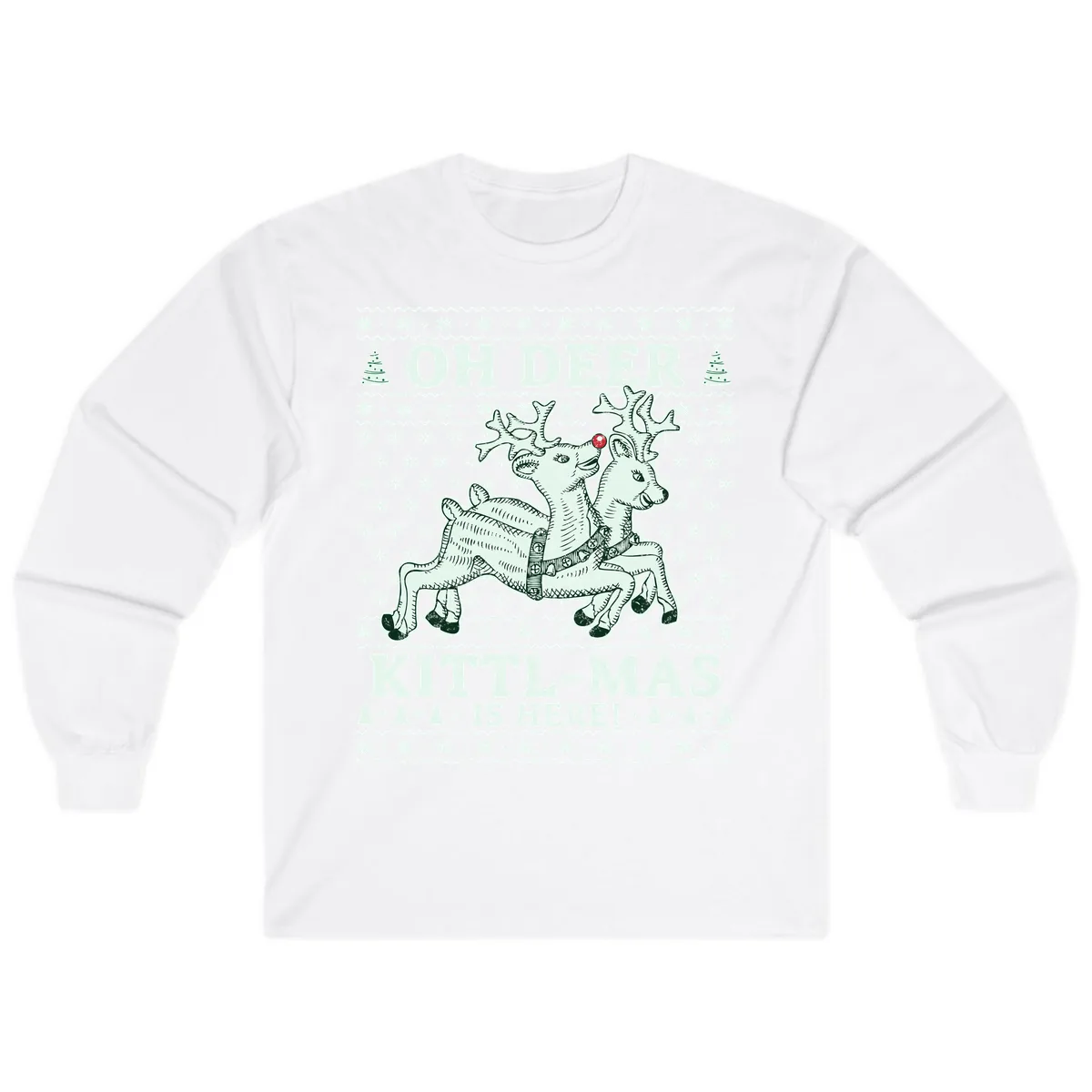 Oh Deer Kittl-Mas Is Here Long Sleeve in White
