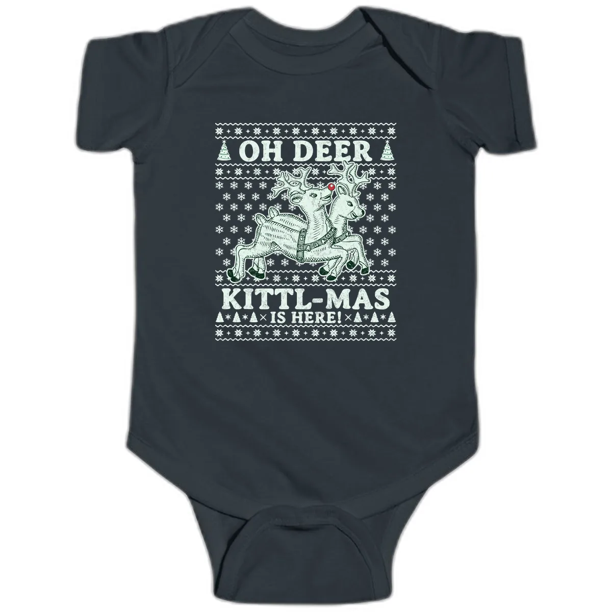 Oh Deer Kittl-Mas Is Here Baby Onesie in Black