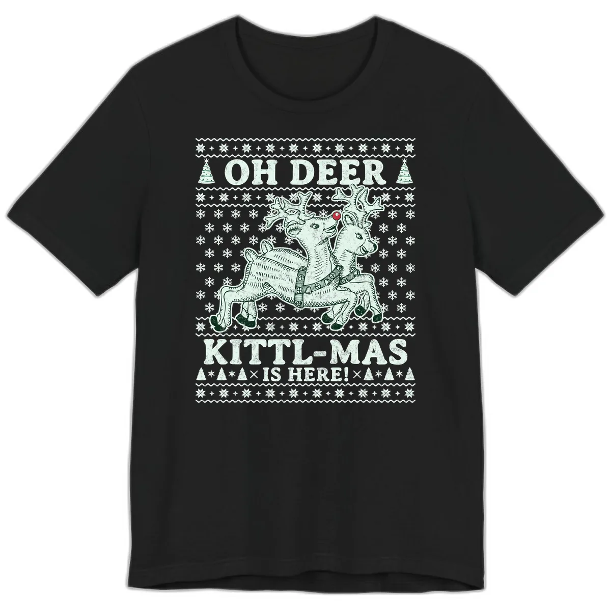 Oh Deer Kittl-Mas Is Here Premium T-Shirt in Black