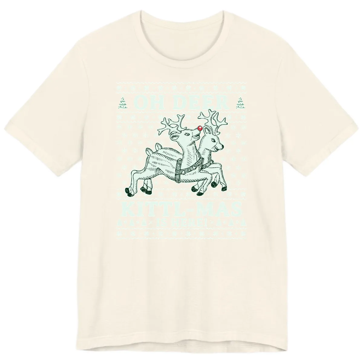 Oh Deer Kittl-Mas Is Here Premium T-Shirt in Natural