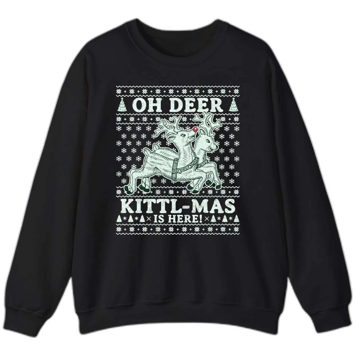 Oh Deer Kittl-Mas Is Here Sweatshirt in Black