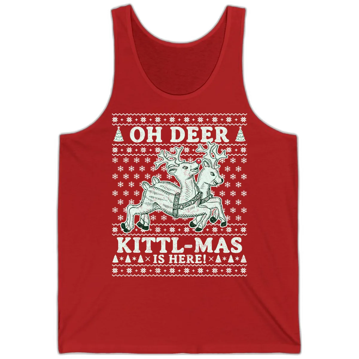 Oh Deer Kittl-Mas Is Here Tank in Red