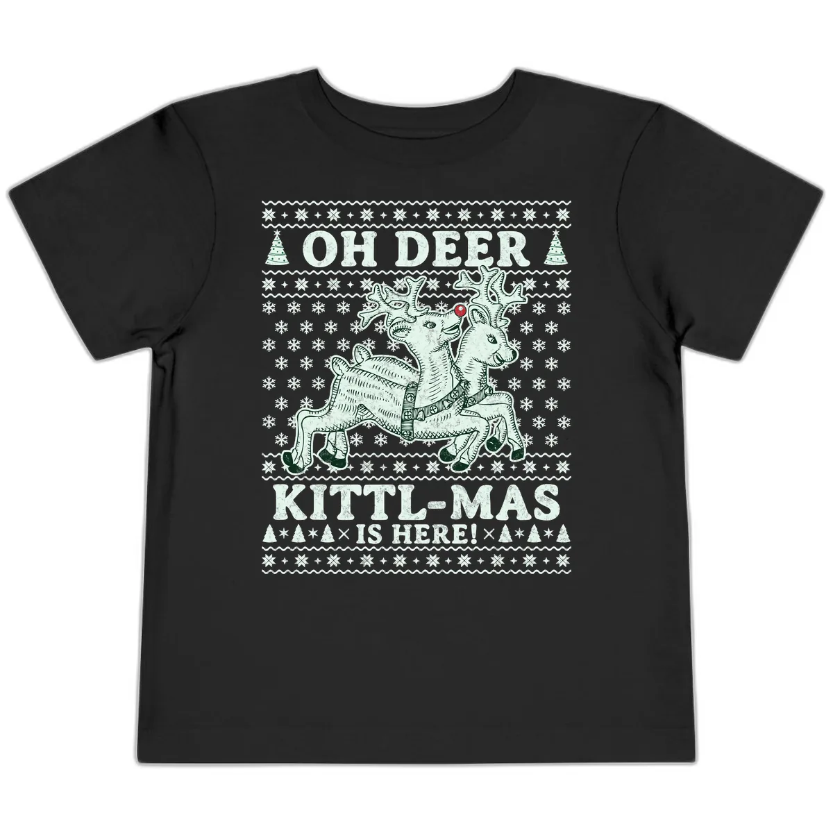 Oh Deer Kittl-Mas Is Here Toddler T-Shirt in Black