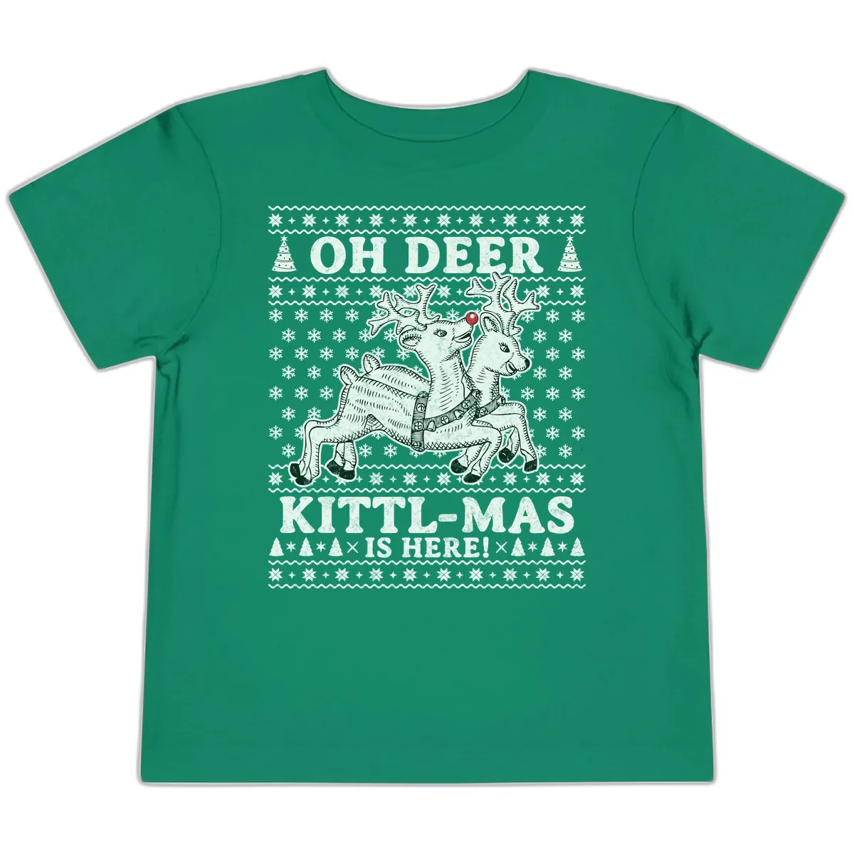 Oh Deer Kittl-Mas Is Here Toddler T-Shirt in Kelly
