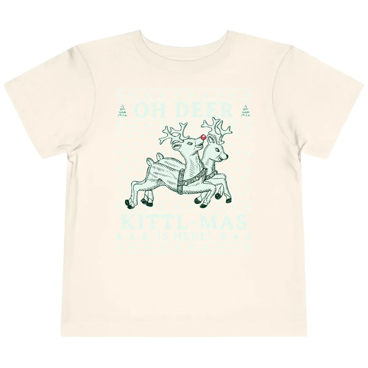 Oh Deer Kittl-Mas Is Here Toddler T-Shirt in Natural