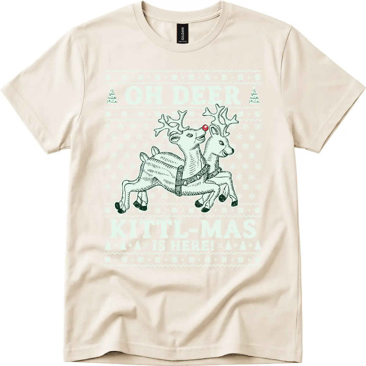 Oh Deer Kittl-Mas Is Here T-Shirt in Natural