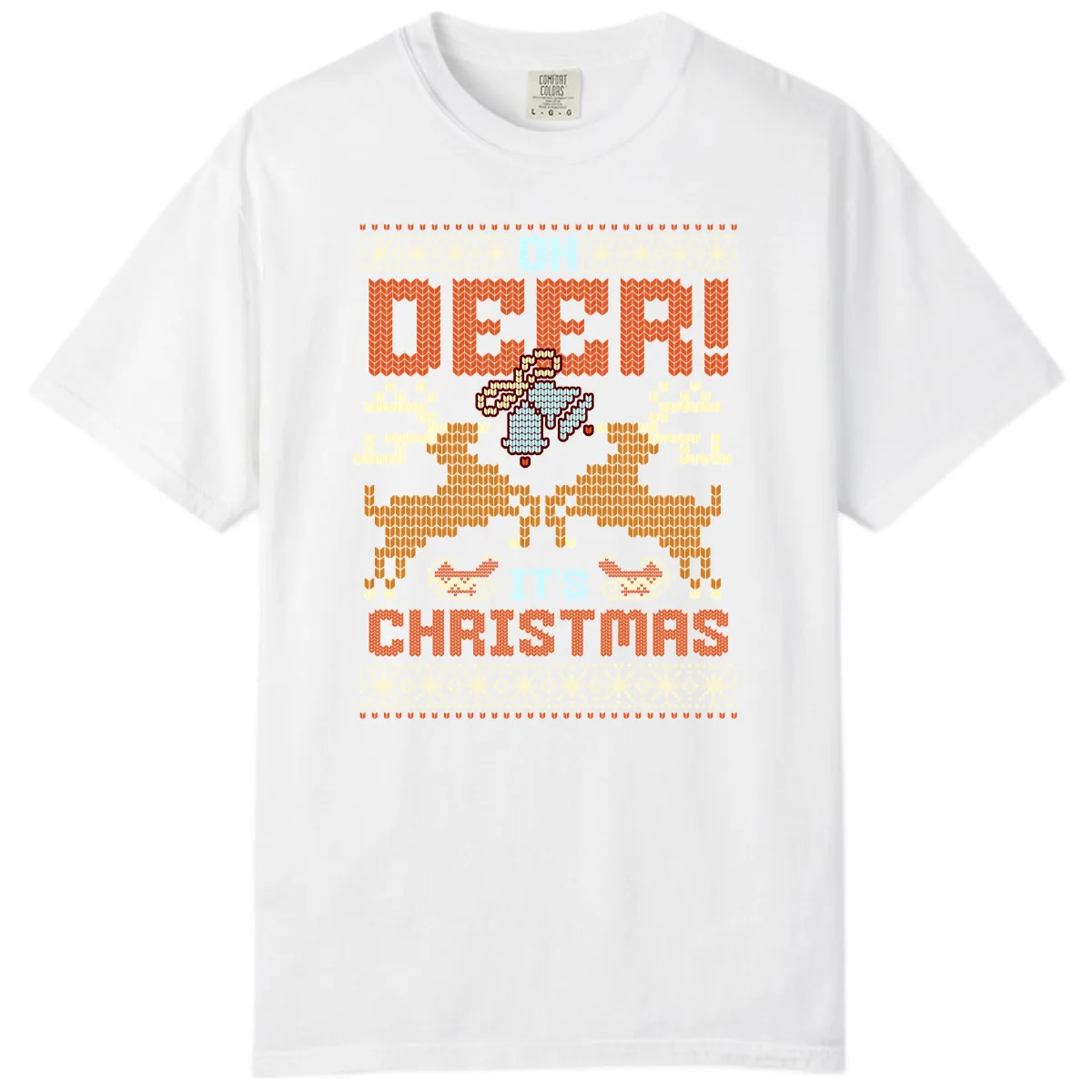 Oh Deer It's Christmas Ugly Sweater Design Comfort Color in White