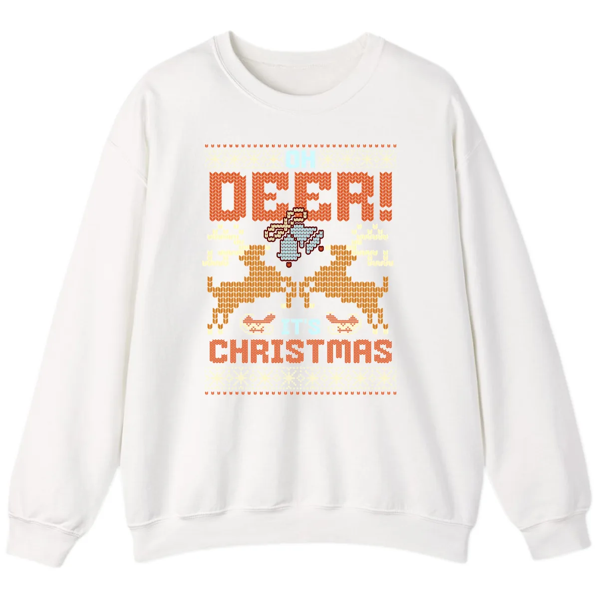 Oh Deer It's Christmas Ugly Sweater Design Sweatshirt in White