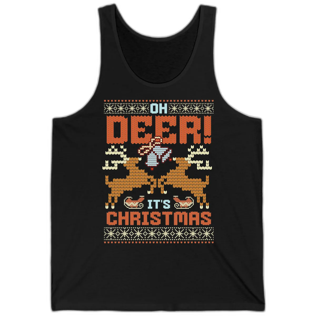 Oh Deer It's Christmas Ugly Sweater Design Tank in Black
