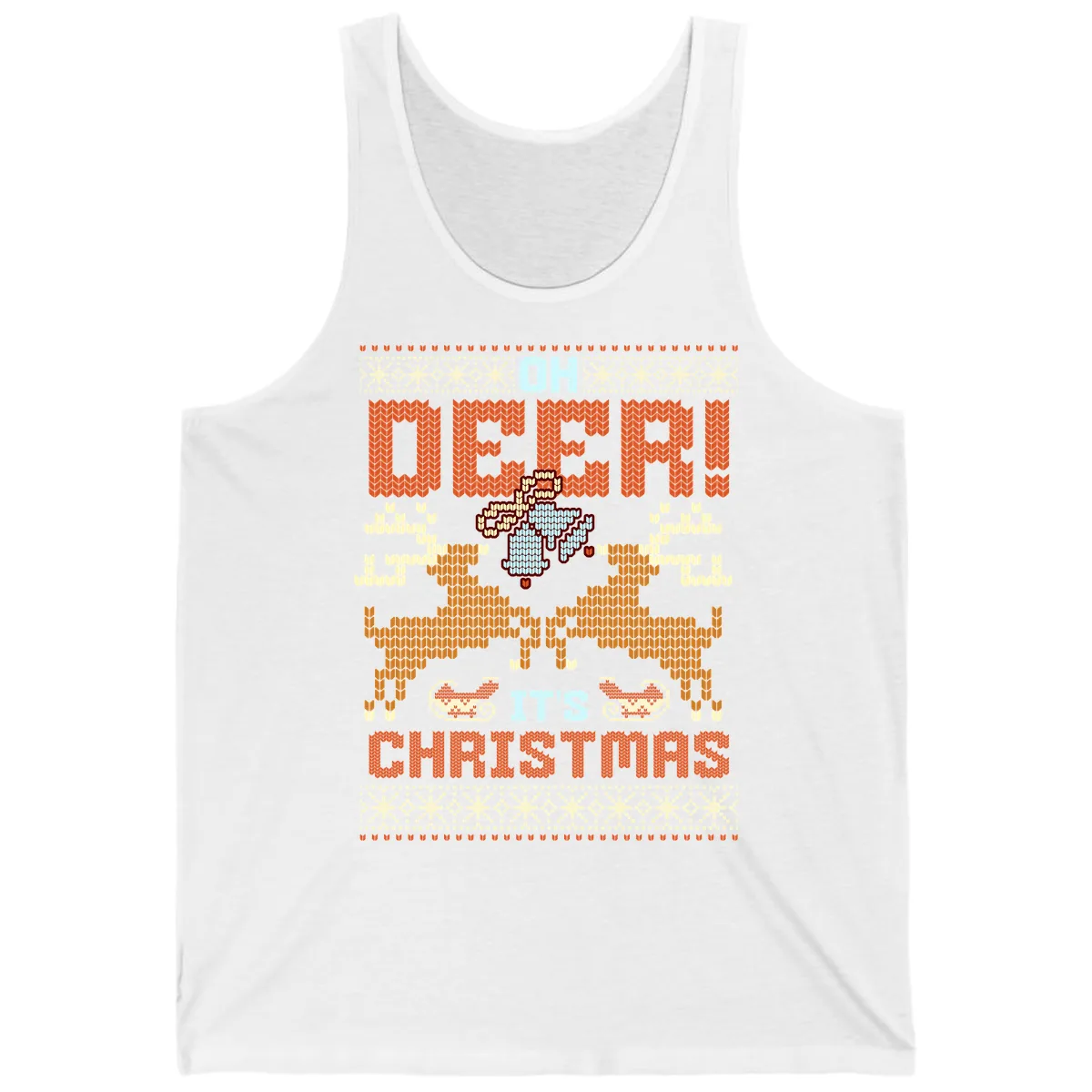 Oh Deer It's Christmas Ugly Sweater Design Tank in White