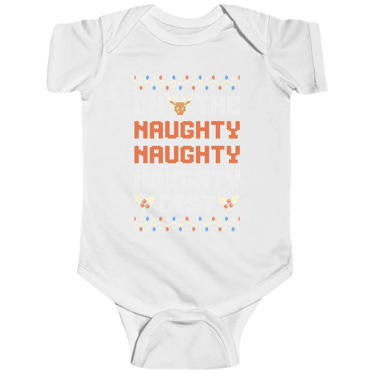 On The Naughty Naughty Naughty List Baby Onesie in White